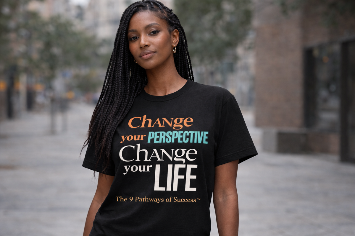 CHANGE YOUR PERSPECTIVE, CHANGE YOUR LIFE WOMEN'S V NECK T-SHIRT BLACK